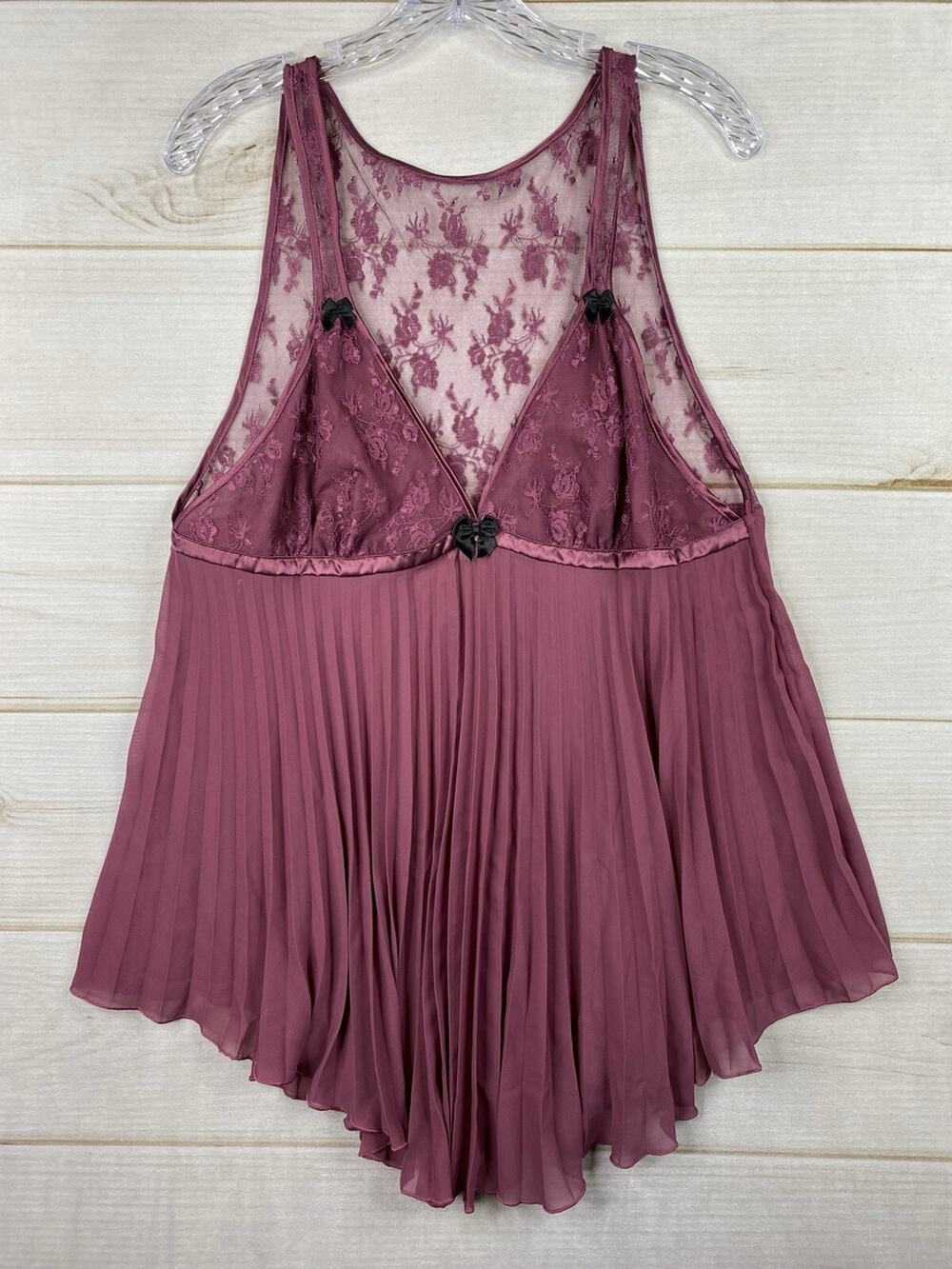 Seductive Wear Cinema Etoile Slip Dress 1X Pink Mauve Babydoll Lingerie Lace